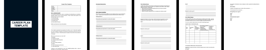 Collage of 6 pages of the Career Plan Template