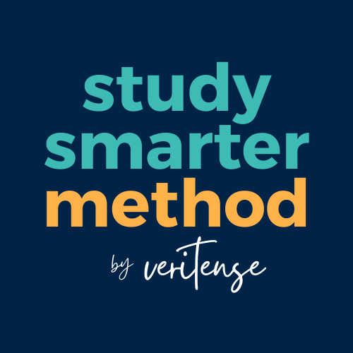 Study Smarter Method logo with navy background, teal and orange text
